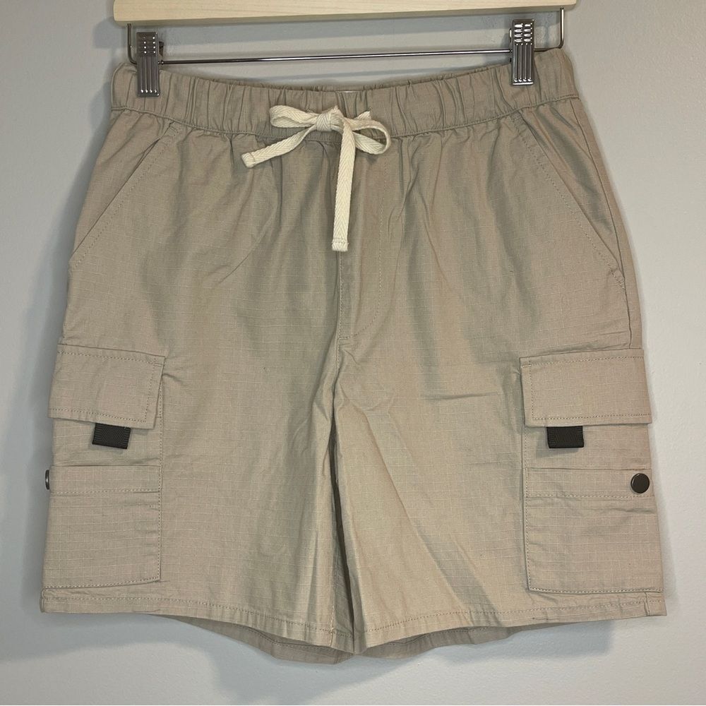 Topman cotton ripstop cargo short in stone